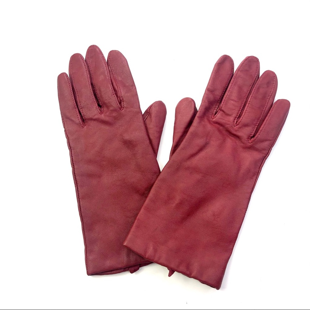 Fownes Sz 7 Gloves Burgundy Lining Genuine Leather Vintage